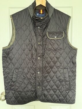 Daniel Cremieux Men's Quilted Dark Brown Vest with Contrast Trim | Size Large